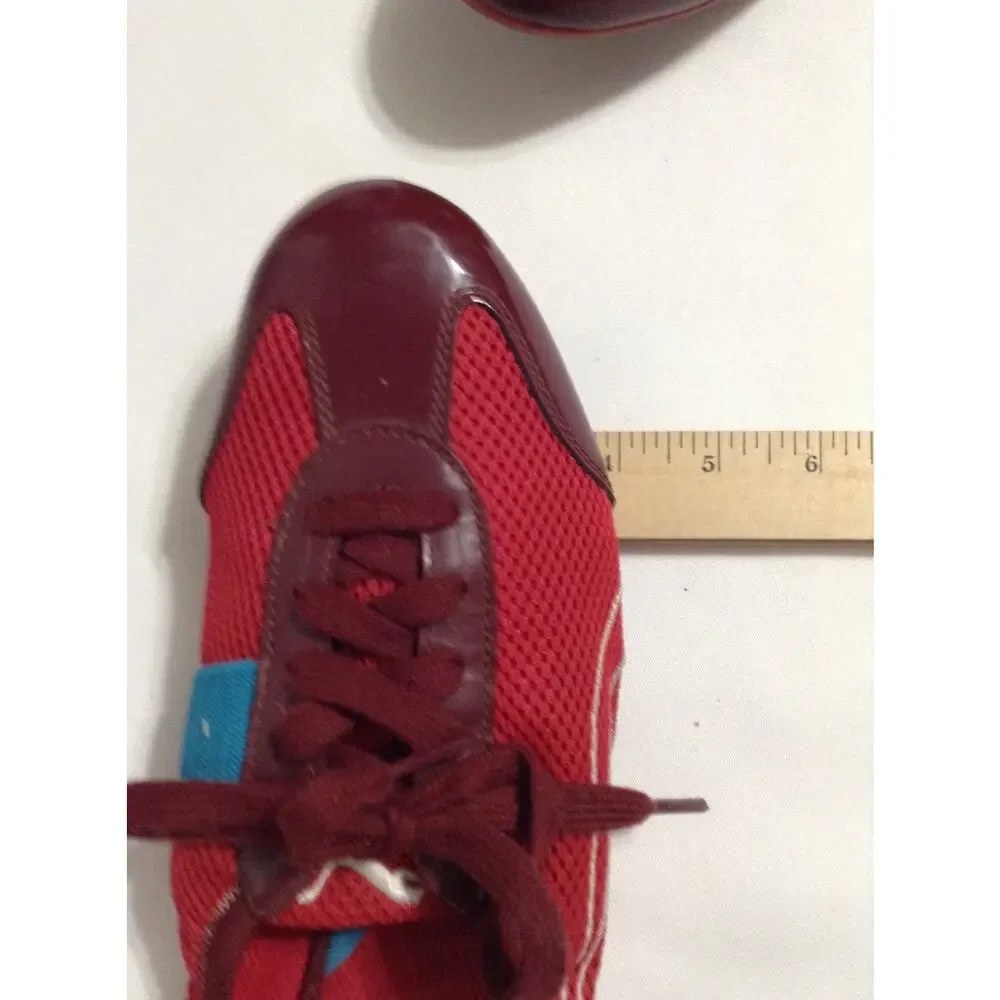 Puma Karly Womens Size 10 Red Burgundy Mesh Patent Leather Low Profile Sneakers